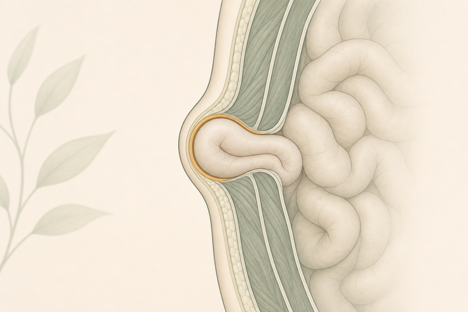 Illustration of a hernia in the abdominal wall